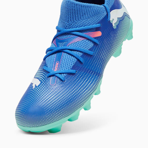 FUTURE 7 MATCH Firm Ground/Artificial Ground Kids' Soccer Cleats, Bluemazing-PUMA White-Electric Peppermint, extralarge