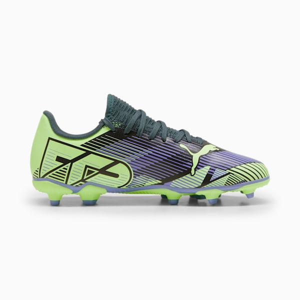 FUTURE 7 PLAY Firm Ground/Artificial Ground Big Kids' Soccer Cleats, Gray Skies-Elektro Purple-Fizzy Apple-PUMA White, extralarge