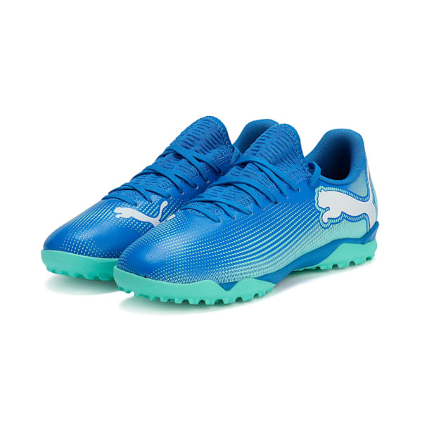 キッズ フューチャー 7 プレイ TT + ミッド サッカー トレーニングシューズ 20-24.5cm, Hyperlink Blue-Mint-PUMA White, extralarge-JPN