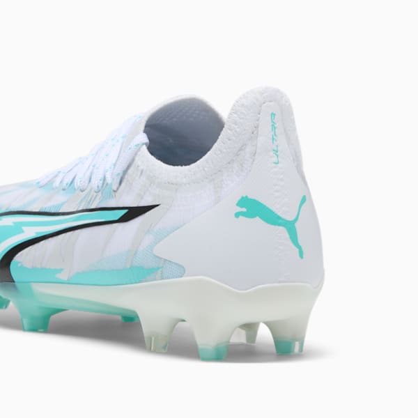 ULTRA ULTIMATE RUSH Firm Ground/Artificial Ground Women's Soccer Cleats, PUMA White-Elektro Aqua-PUMA Black, extralarge