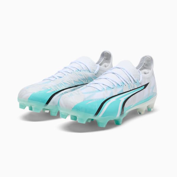 Tacos de futbol para mujer ULTRA ULTIMATE FG/AG, PUMA White-Elektro Aqua-PUMA Black, extralarge