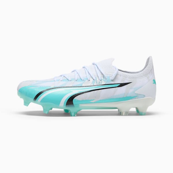 ULTRA ULTIMATE RUSH FG/AG Women's Soccer Cleats, PUMA White-Elektro Aqua-PUMA Black, extralarge