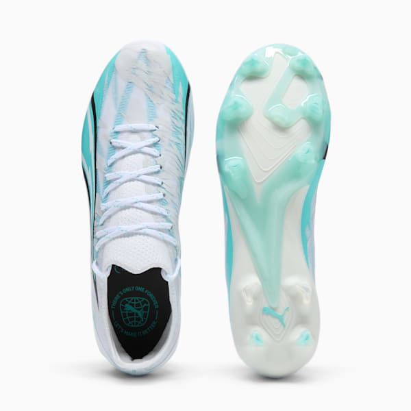 Tacos de futbol para mujer ULTRA ULTIMATE FG/AG, PUMA White-Elektro Aqua-PUMA Black, extralarge