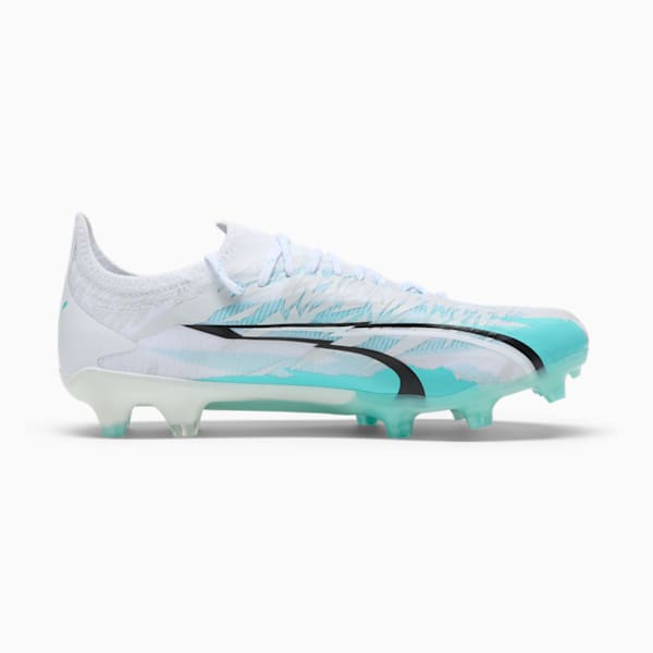 Tacos de futbol para mujer ULTRA ULTIMATE FG/AG, PUMA White-Elektro Aqua-PUMA Black, extralarge