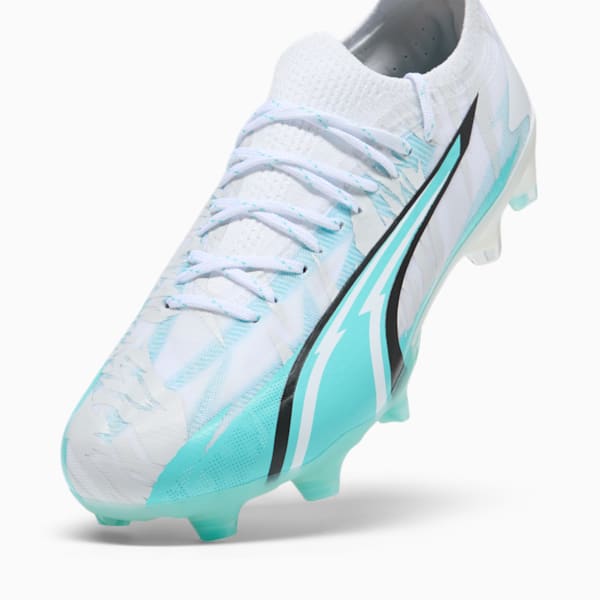 ULTRA ULTIMATE RUSH Firm Ground/Artificial Ground Women's Soccer Cleats, PUMA White-Elektro Aqua-PUMA Black, extralarge