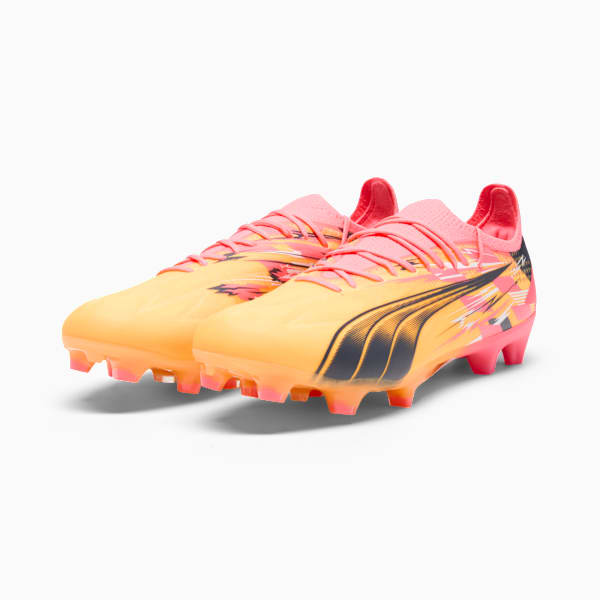 Tenis de fútbol para hombre PUMA x Christian Pulisic ULTRA ULTIMATE para terreno firme/terreno artificial, Sun Stream-PUMA Navy-Sunset Glow, extralarge