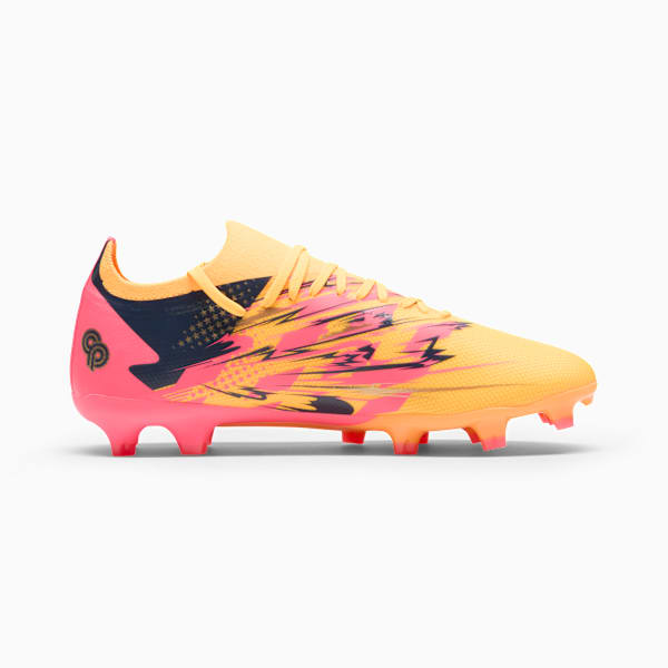 PUMA x CHRISTIAN PULISIC ULTRA MATCH Firm Ground/Artificial Ground Men's Soccer Cleats, Sun Stream-PUMA Navy-Sunset Glow, extralarge