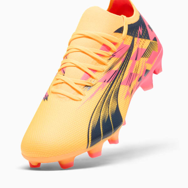 PUMA x CHRISTIAN PULISIC ULTRA MATCH Firm Ground/Artificial Ground Men's Soccer Cleats, Sun Stream-PUMA Navy-Sunset Glow, extralarge