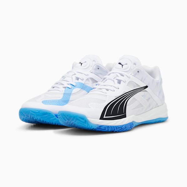 Accelerate NITRO™ SQD Unisex Indoor Court Shoes, PUMA White-Bluemazing-PUMA Black, extralarge-IND