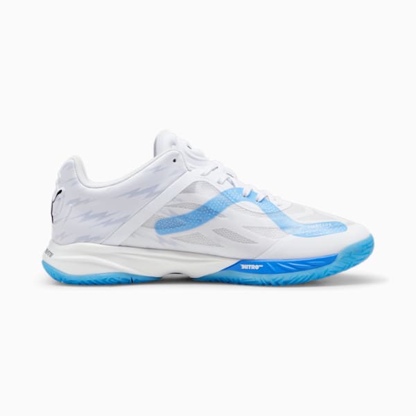 Accelerate NITRO™ SQD Unisex Indoor Court Shoes, PUMA White-Bluemazing-PUMA Black, extralarge-IND