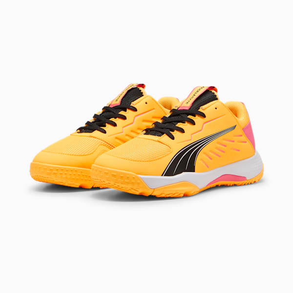 Accelerate Kids' Court Shoes, Sun Stream-Sunset Glow-PUMA Black, extralarge