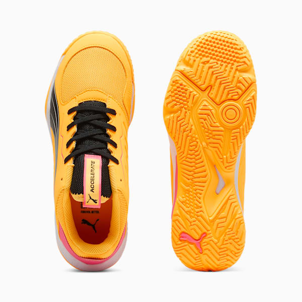 Accelerate Kids' Court Shoes, Sun Stream-Sunset Glow-PUMA Black, extralarge