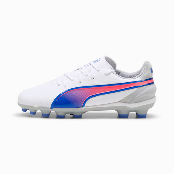 キッズ キング マッチ HG+ミッド サッカースパイク 20-24.5cm, PUMA White-Bluemazing-Flat Light Gray, extralarge-JPN
