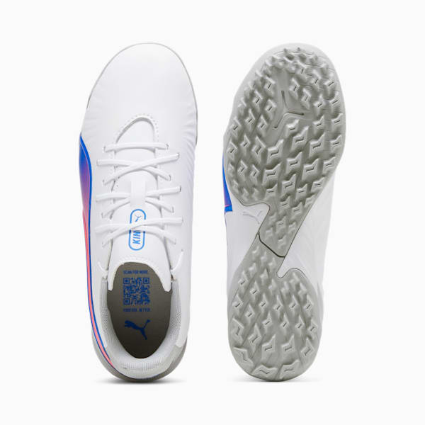 キッズ キング マッチ TT+ミッド サッカー トレーニングシューズ 20-24.5cm, PUMA White-Bluemazing-Flat Light Gray, extralarge-JPN