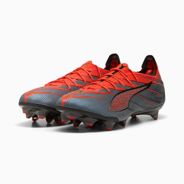 ULTRA 5 CARBON SPEED Firm Ground Men's Soccer Cleats, PUMA Black-PUMA White-Fiery Coral, extralarge