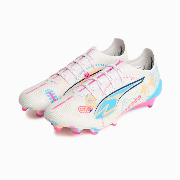 メンズ ウルトラ 5 アルティメット VOL UP FG サッカースパイク, PUMA White-Luminous Blue-Poison Pink-Fizzy Melon, extralarge-JPN