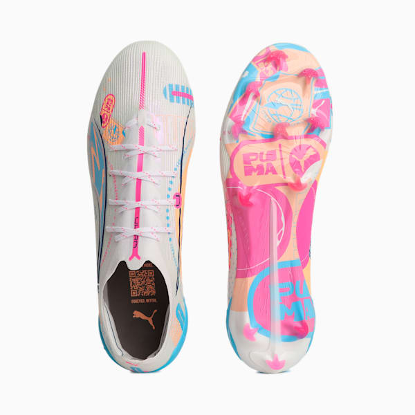 メンズ ウルトラ 5 アルティメット VOL UP FG サッカースパイク, PUMA White-Luminous Blue-Poison Pink-Fizzy Melon, extralarge-JPN