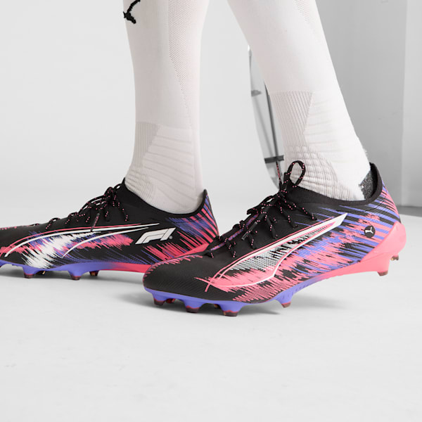 Botas de fútbol ULTRA 5 ULTIMATE F1® FG, PUMA Black-PUMA White-Sunset Glow-Dark Amethyst, extralarge