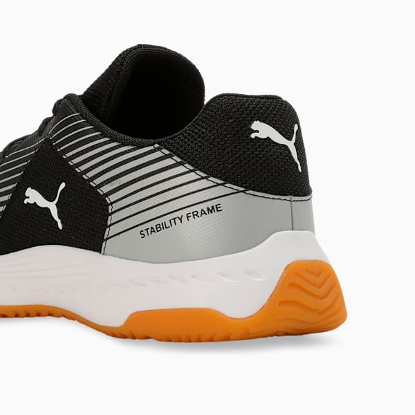 Badminton Smash Sprint Unisex Indoor Sports Shoes, PUMA Black-PUMA White-PUMA Silver, extralarge-IND