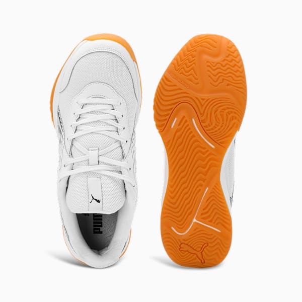 Badminton Smash Sprint Indoor Sports Shoes, PUMA White-PUMA Black, extralarge-IND