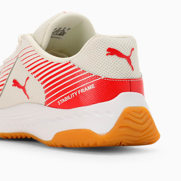 Badminton Smash Sprint Indoor Sports Shoes, Warm White-Chili Oil, extralarge-IND