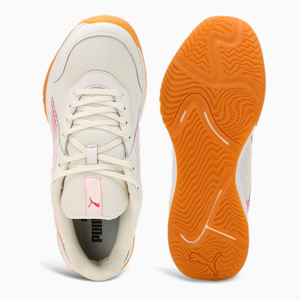 Badminton Smash Sprint Indoor Sports Shoes, Warm White-Chili Oil, extralarge-IND