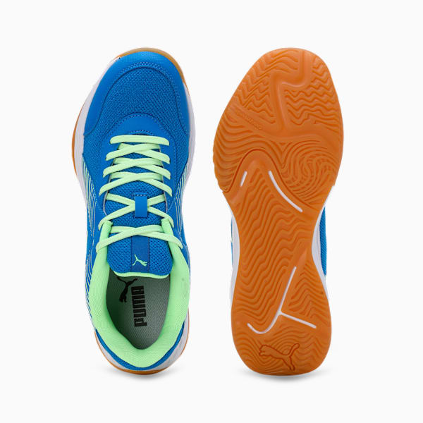 Badminton Smash Sprint Indoor Sports Shoes, Racing Blue-Speed Green-PUMA White, extralarge-IND