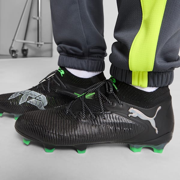 FUTURE 8 ULTIMATE Firm Ground Men's Soccer Cleats, PUMA Black-Cool Light Gray-Fluo Green, extralarge