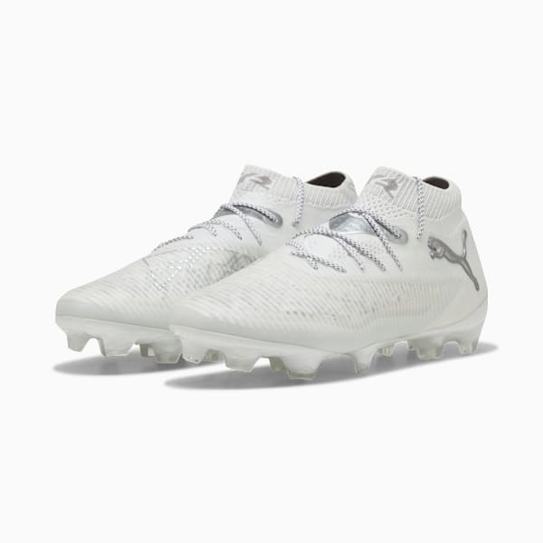 Tacos de fútbol FUTURE 8 ULTIMATE FG, PUMA White-Matte Silver, extralarge