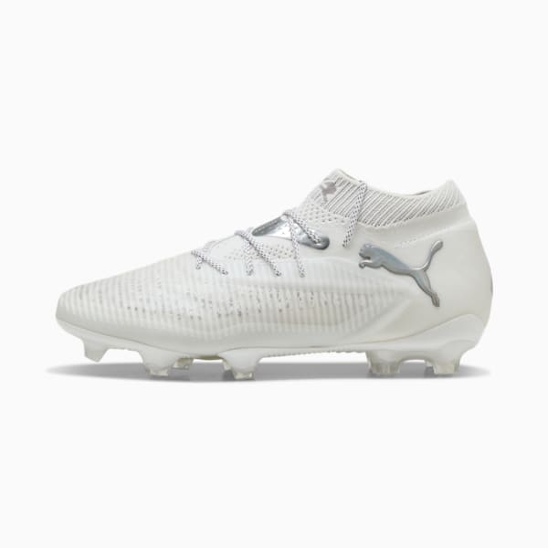 FUTURE 8 ULTIMATE Firm Ground Men's Soccer Cleats, PUMA White-Matte Silver, extralarge