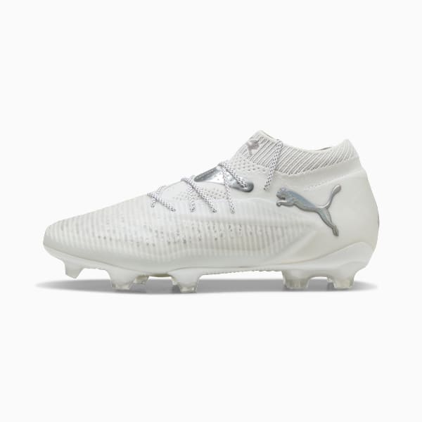 Tacos de fútbol FUTURE 8 ULTIMATE FG, PUMA White-Matte Silver, extralarge