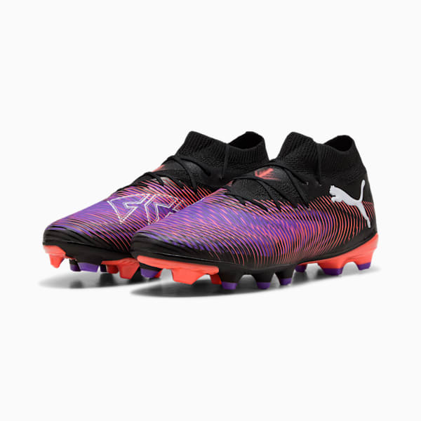 Botines de fútbol para suelo firme/artificial para hombre FUTURE 8 PRO, PUMA Black-PUMA White-Glowing Red, extralarge
