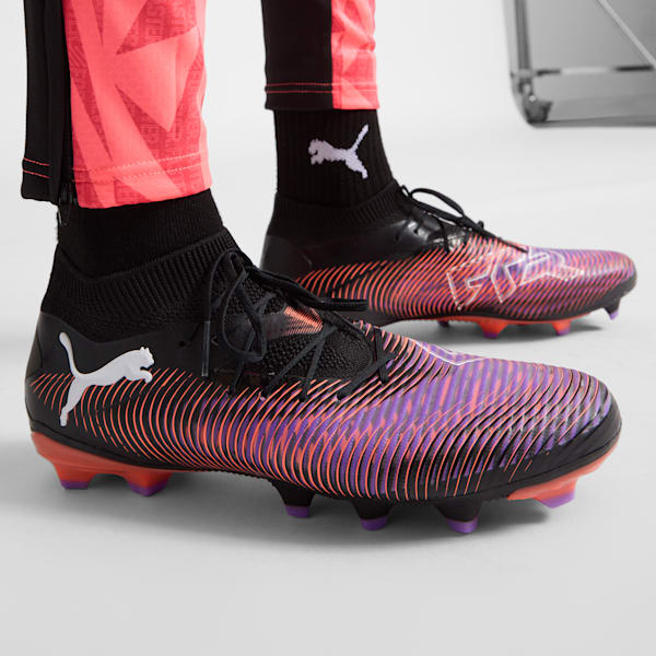 Botines de fútbol para suelo firme/artificial para hombre FUTURE 8 PRO, PUMA Black-PUMA White-Glowing Red, extralarge