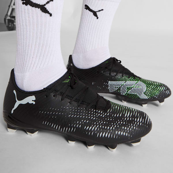 Tacos de fútbol FUTURE 8 PLAY FG/AG, PUMA Black-Cool Light Gray-Fluo Green, extralarge