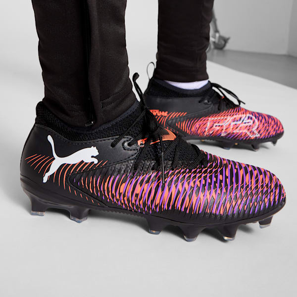 FUTURE 8 MATCH Firm Ground/Artificial Ground Big Kids' Soccer Cleats, PUMA Black-PUMA White-Glowing Red, extralarge