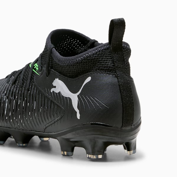 FUTURE 8 MATCH Firm Ground/Artificial Ground Big Kids' Soccer Cleats, PUMA Black-Cool Light Gray-Fluo Green, extralarge