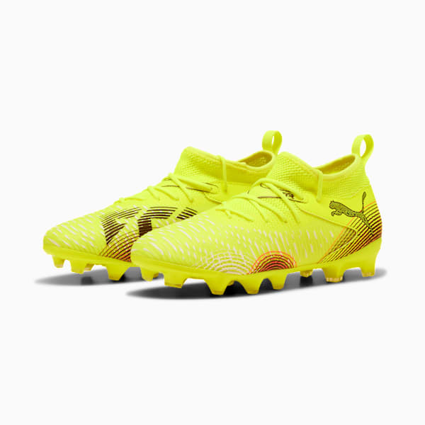FUTURE 8 MATCH Firm Ground/Artificial Ground Big Kids' Soccer Cleats, Yellow Alert-PUMA Black-Sun Struck, extralarge