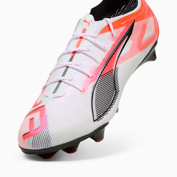 Botines de fútbol de suelo firme para hombre ULTRA 5 CARBON, PUMA White-PUMA Black-Glowing Red, extralarge