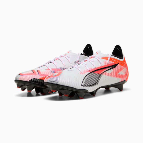 ULTRA 5 CARBON Firm Ground Women's Soccer Cleats, PUMA White-PUMA Black-Glowing Red, extralarge