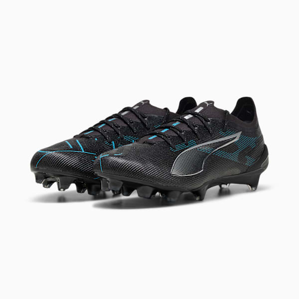 Tacos de fútbol ULTRA 5 ULTIMATE FG, PUMA Black-PUMA Silver-Bright Aqua, extralarge
