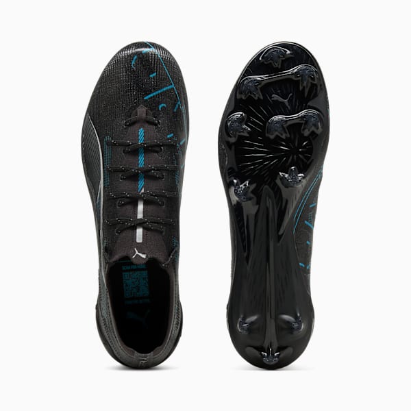 Tacos de fútbol ULTRA 5 ULTIMATE FG, PUMA Black-PUMA Silver-Bright Aqua, extralarge