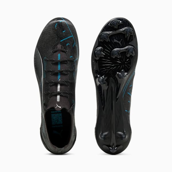 ULTRA 5 ULTIMATE Firm Ground Men's Soccer Cleats, PUMA Black-PUMA Silver-Bright Aqua, extralarge