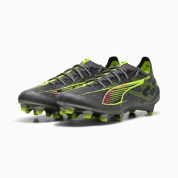 Tacos de fútbol para mujer ULTRA 5 ULTIMATE BRILLIANCE suelo firme, Matte Aged Silver-Yellow Alert-Sun Struck, extralarge