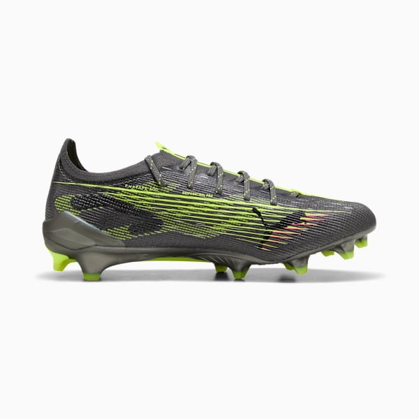 Tacos de fútbol para mujer ULTRA 5 ULTIMATE BRILLIANCE suelo firme, Matte Aged Silver-Yellow Alert-Sun Struck, extralarge
