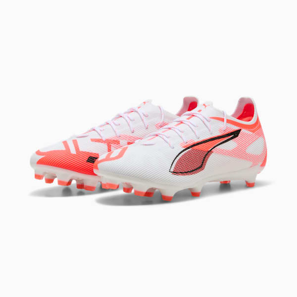 Botines de fútbol para suelo firme/artificial para hombre FUTURE 5 PRO, PUMA White-PUMA Black-Glowing Red, extralarge