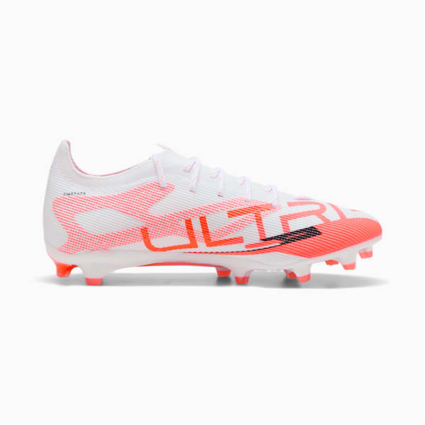 ULTRA 5 PRO Firm Ground/Artificial Ground Men's Soccer Cleats, PUMA White-PUMA Black-Glowing Red, extralarge
