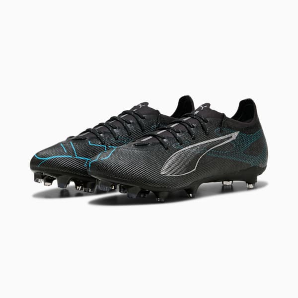 ULTRA 5 PRO Firm Ground/Artificial Ground Men's Soccer Cleats, PUMA Black-PUMA Silver-Bright Aqua, extralarge