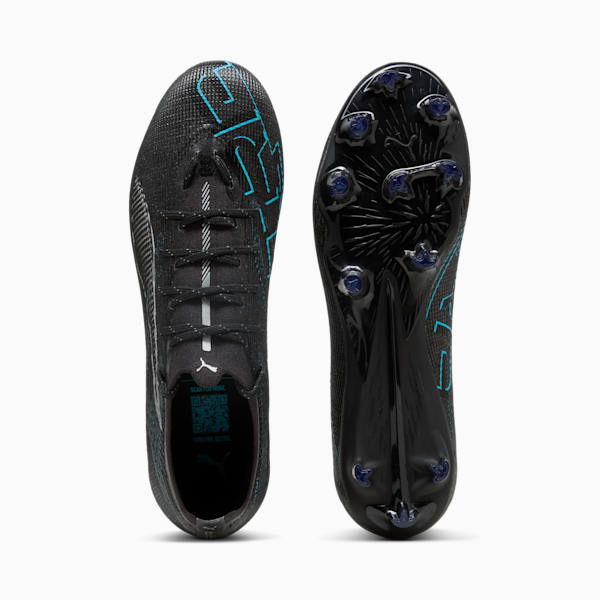 ULTRA 5 PRO Firm Ground/Artificial Ground Men's Soccer Cleats, PUMA Black-PUMA Silver-Bright Aqua, extralarge