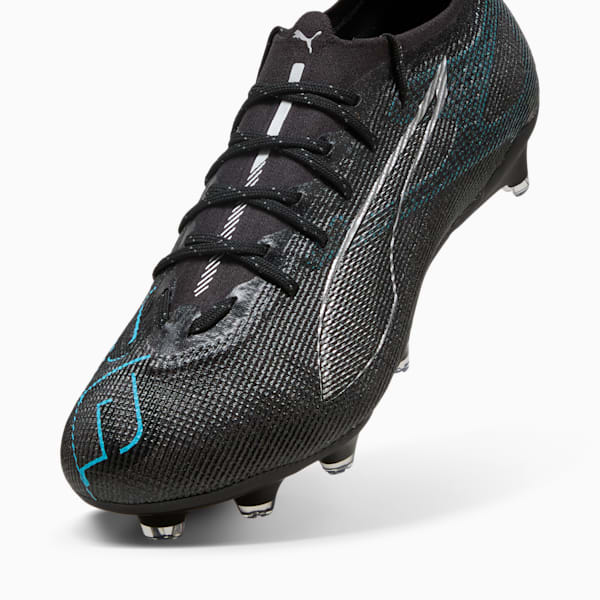 ULTRA 5 PRO Firm Ground/Artificial Ground Men's Soccer Cleats, PUMA Black-PUMA Silver-Bright Aqua, extralarge