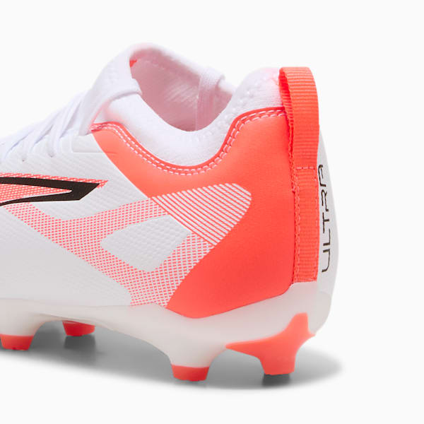 Tacos de fútbol para suelo firme/artificial para niños grandes ULTRA 5 MATCH, PUMA White-PUMA Black-Glowing Red, extralarge